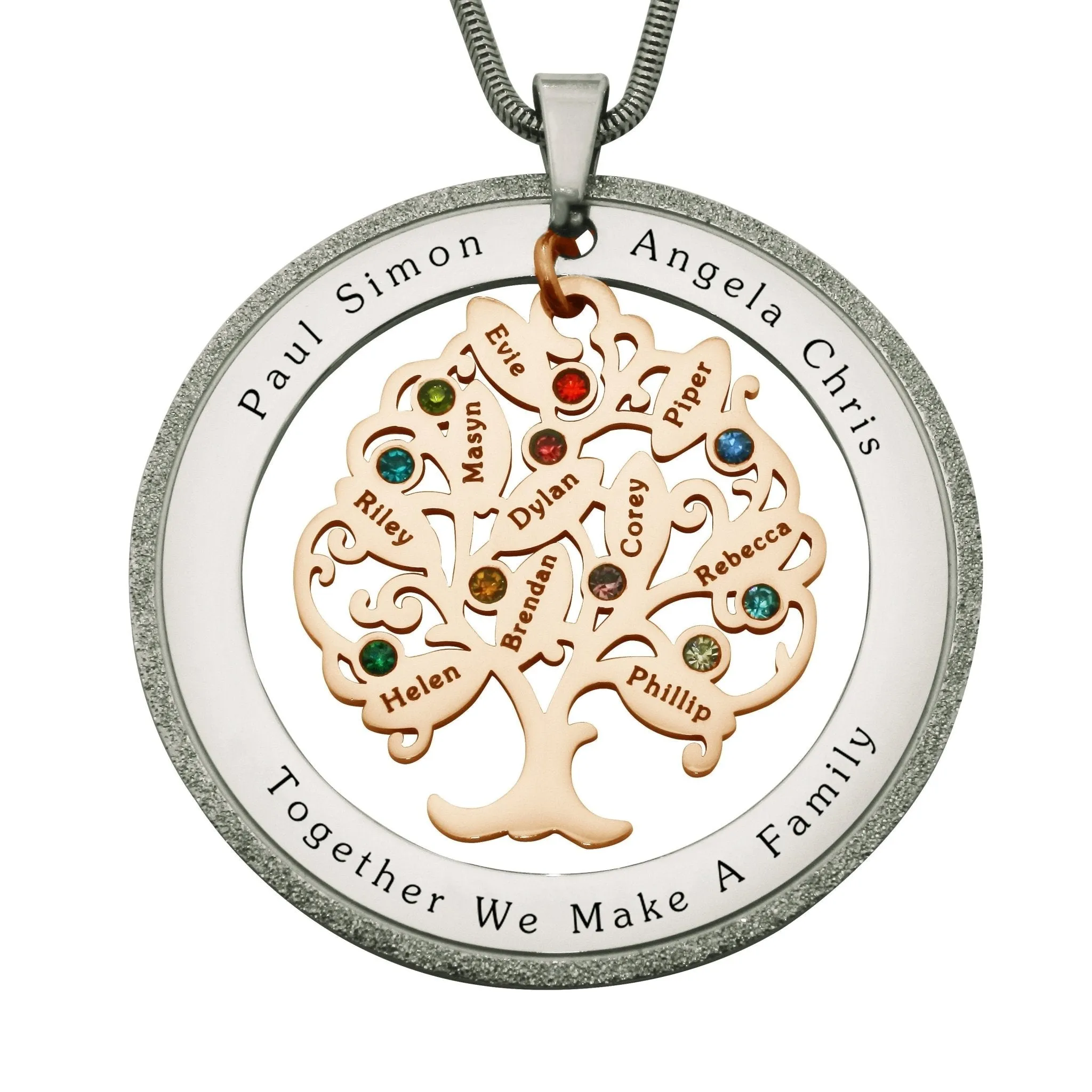 Tree of My Life Necklace with Sparkling Washer & Birthstones