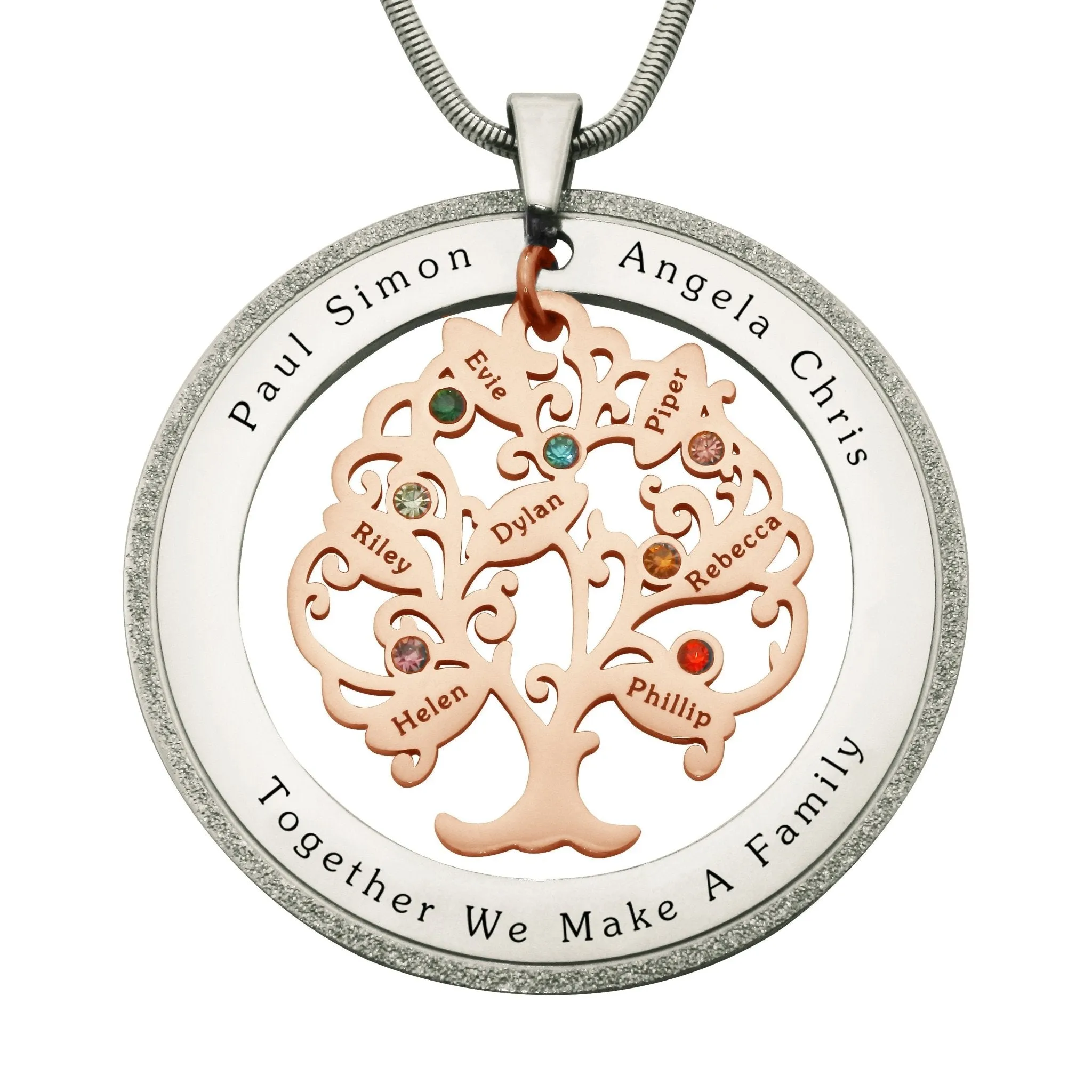 Tree of My Life Necklace with Sparkling Washer & Birthstones