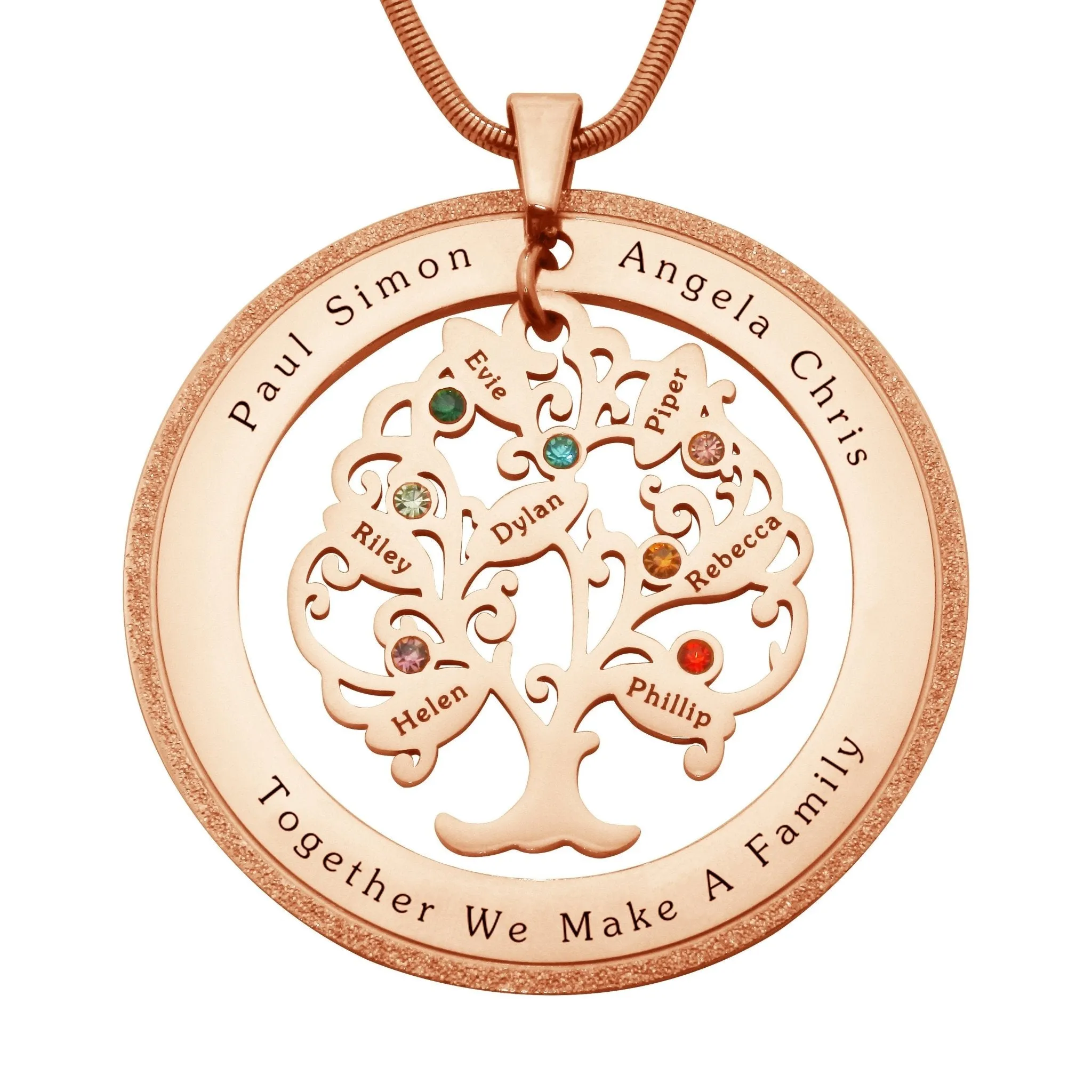 Tree of My Life Necklace with Sparkling Washer & Birthstones