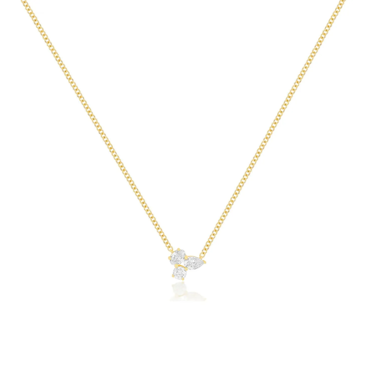 Triple Diamond Cluster Necklace