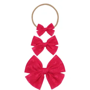 Tulle Bow - Hot Pink Heart Headband