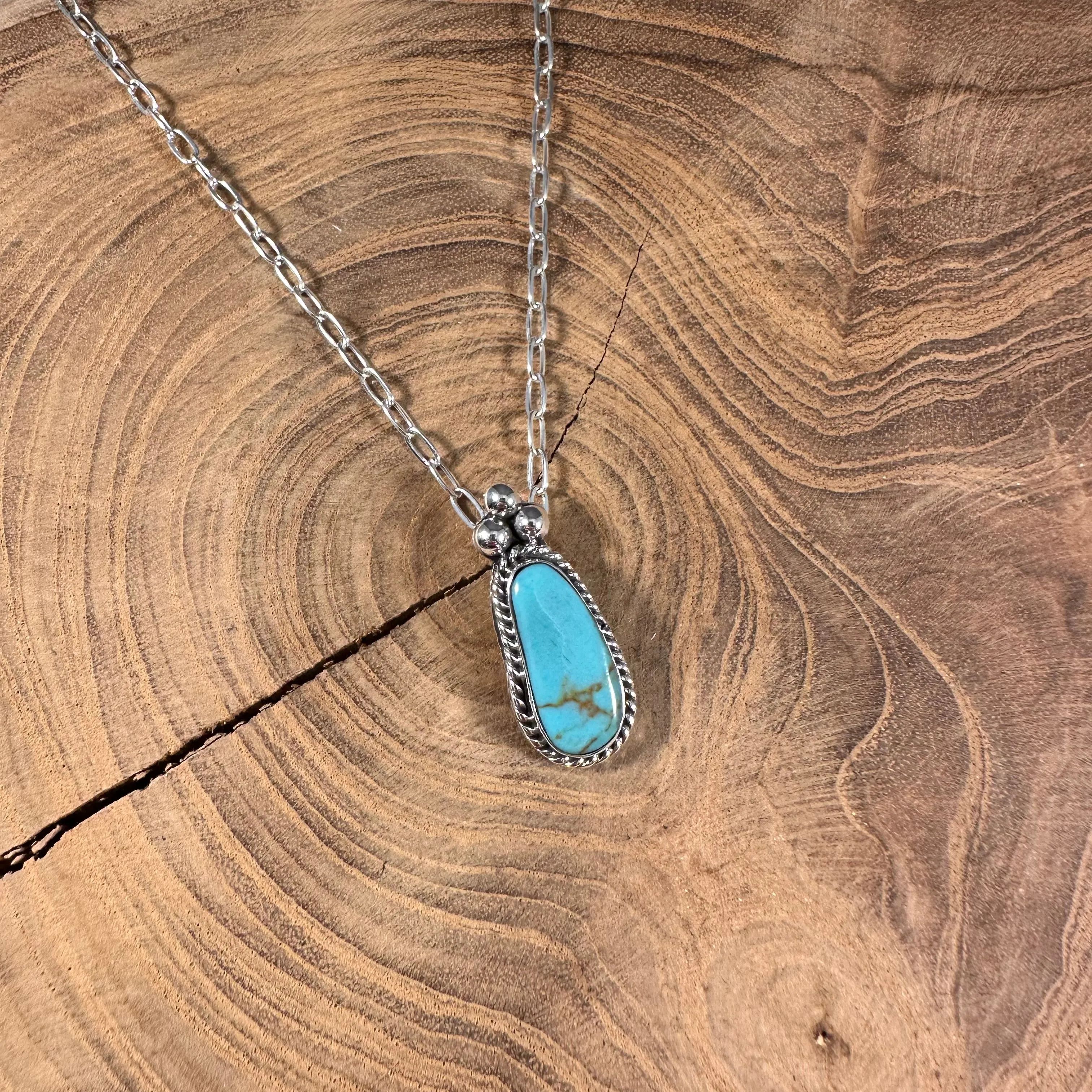 Turquoise Peanut Single Pendant Necklace