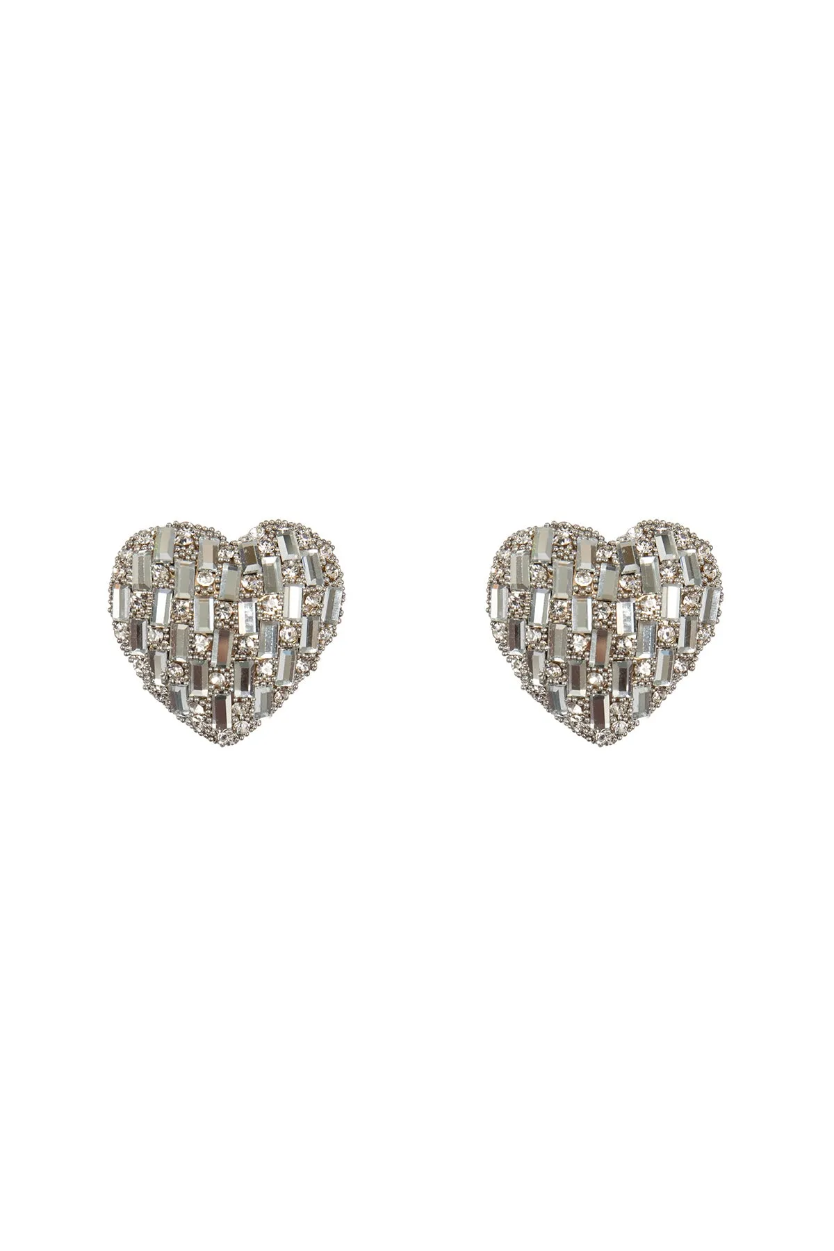 VALENTINE HEART GLITTER RHINESTONE STUD EARRINGS