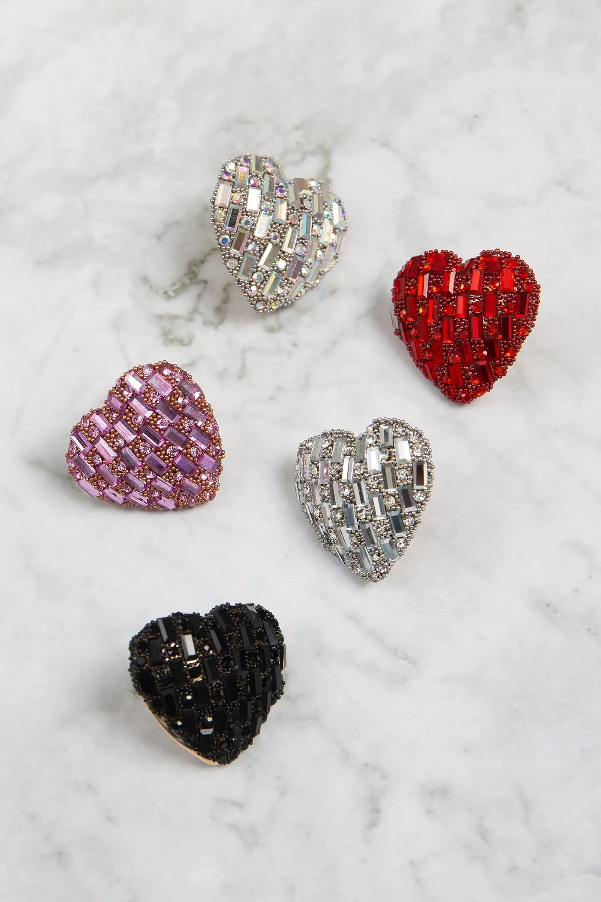 VALENTINE HEART GLITTER RHINESTONE STUD EARRINGS