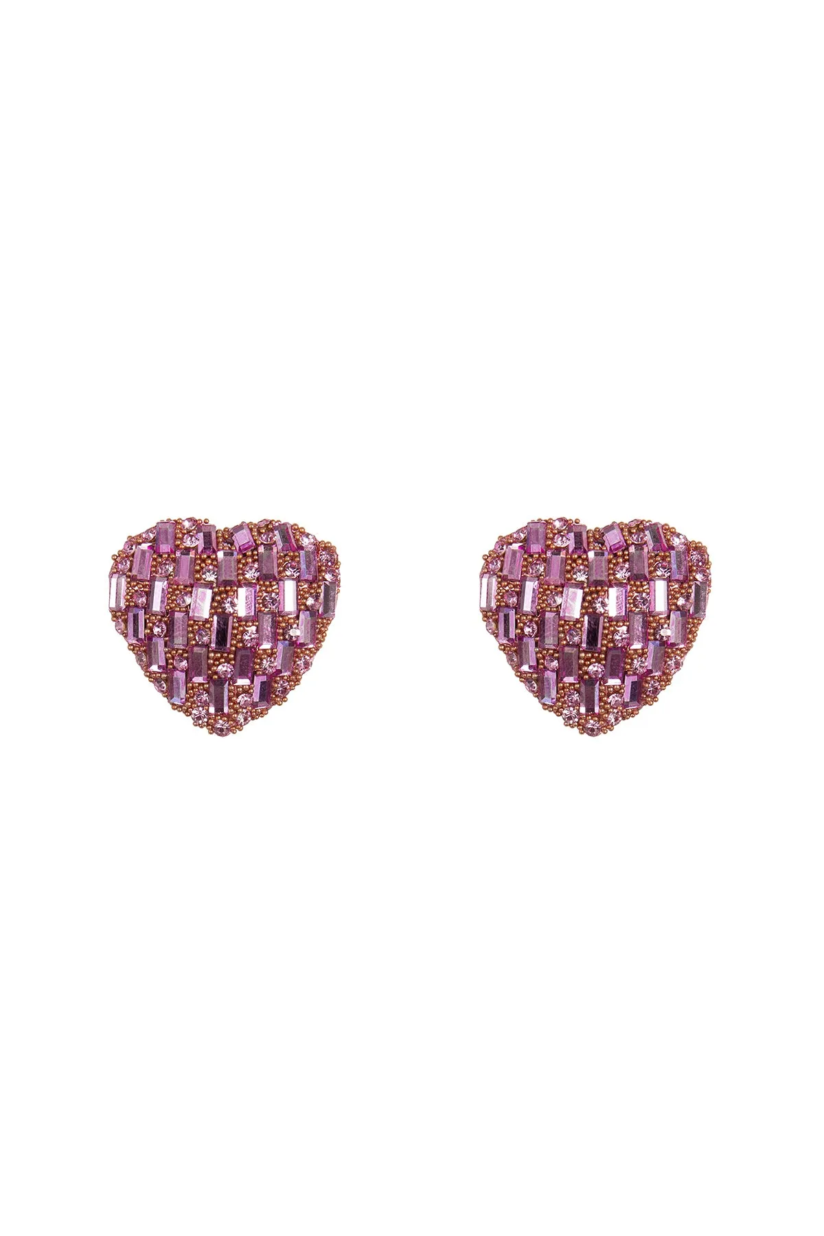 VALENTINE HEART GLITTER RHINESTONE STUD EARRINGS