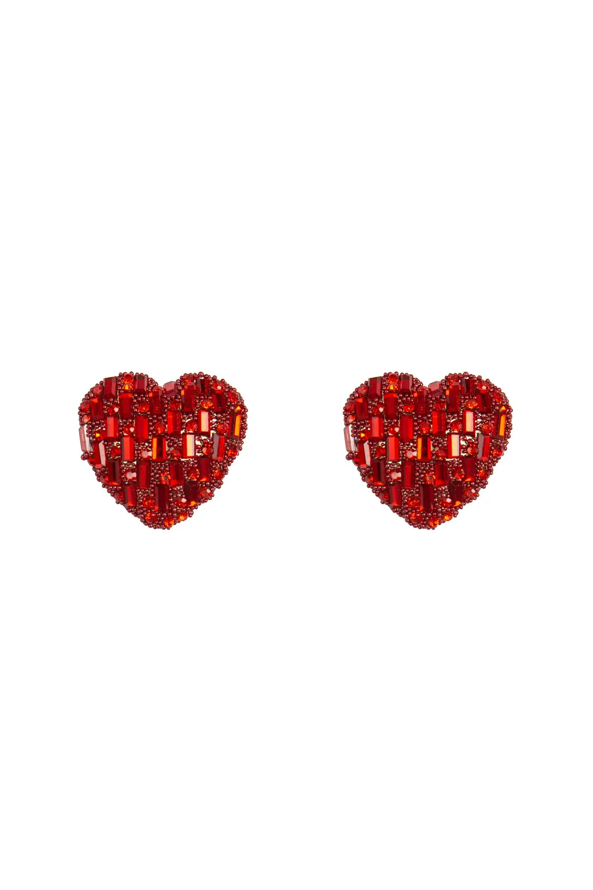 VALENTINE HEART GLITTER RHINESTONE STUD EARRINGS
