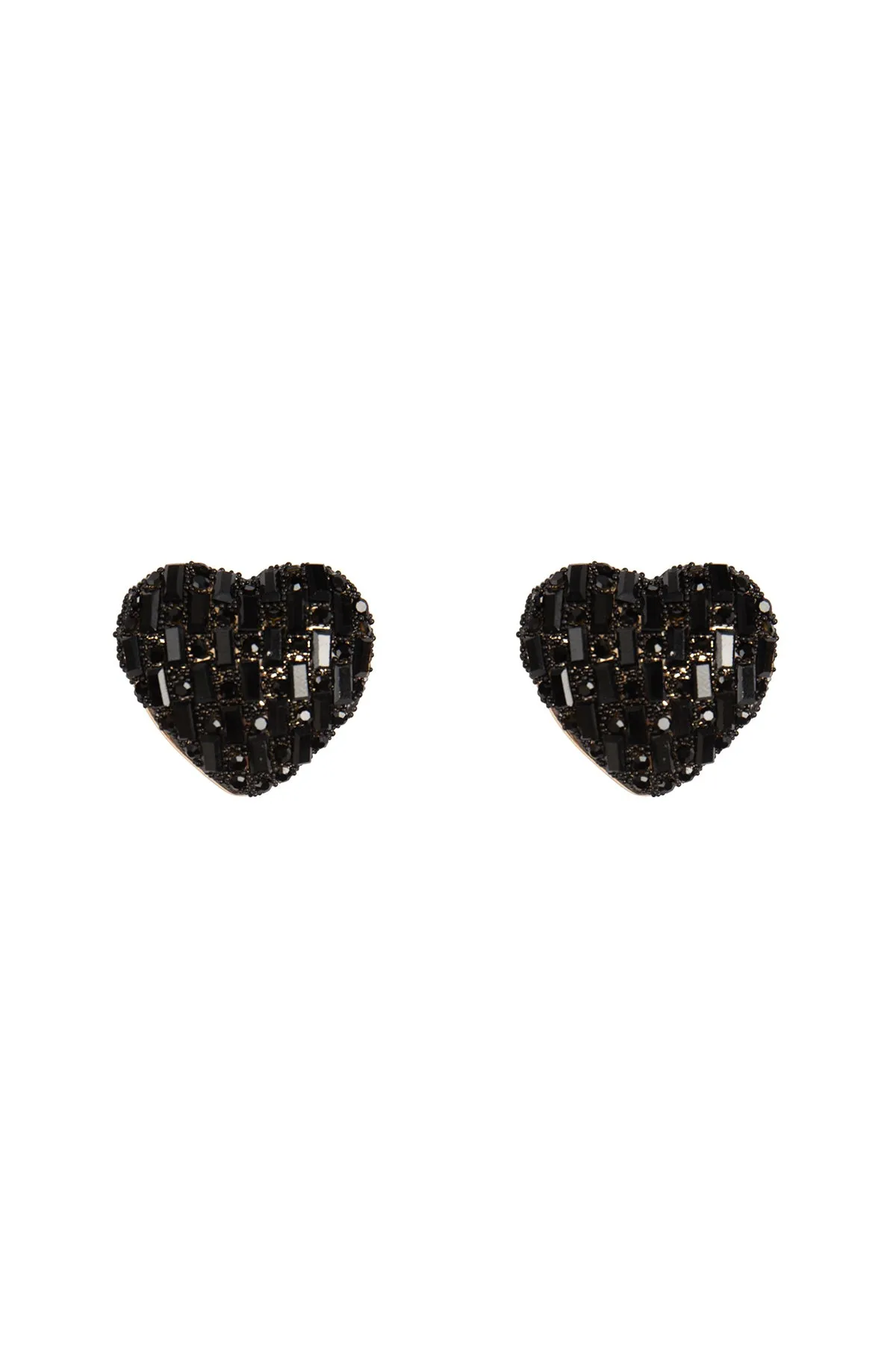 VALENTINE HEART GLITTER RHINESTONE STUD EARRINGS