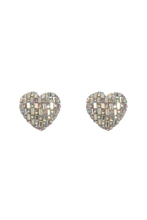 VALENTINE HEART GLITTER RHINESTONE STUD EARRINGS