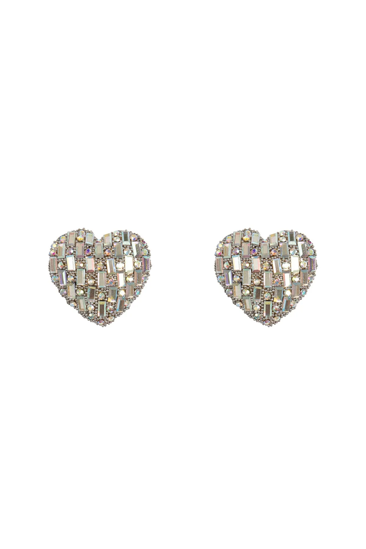 VALENTINE HEART GLITTER RHINESTONE STUD EARRINGS