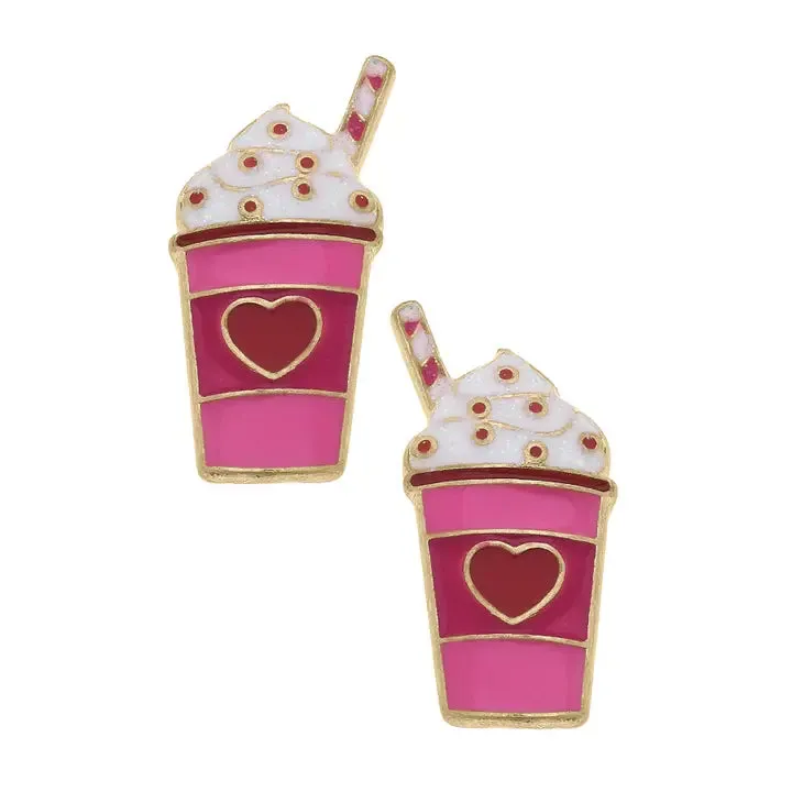 Valentines Cupid Frappe Enamel Stud Earrings