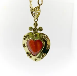 Victorian Heart Necklace with Carnelian Gemstone