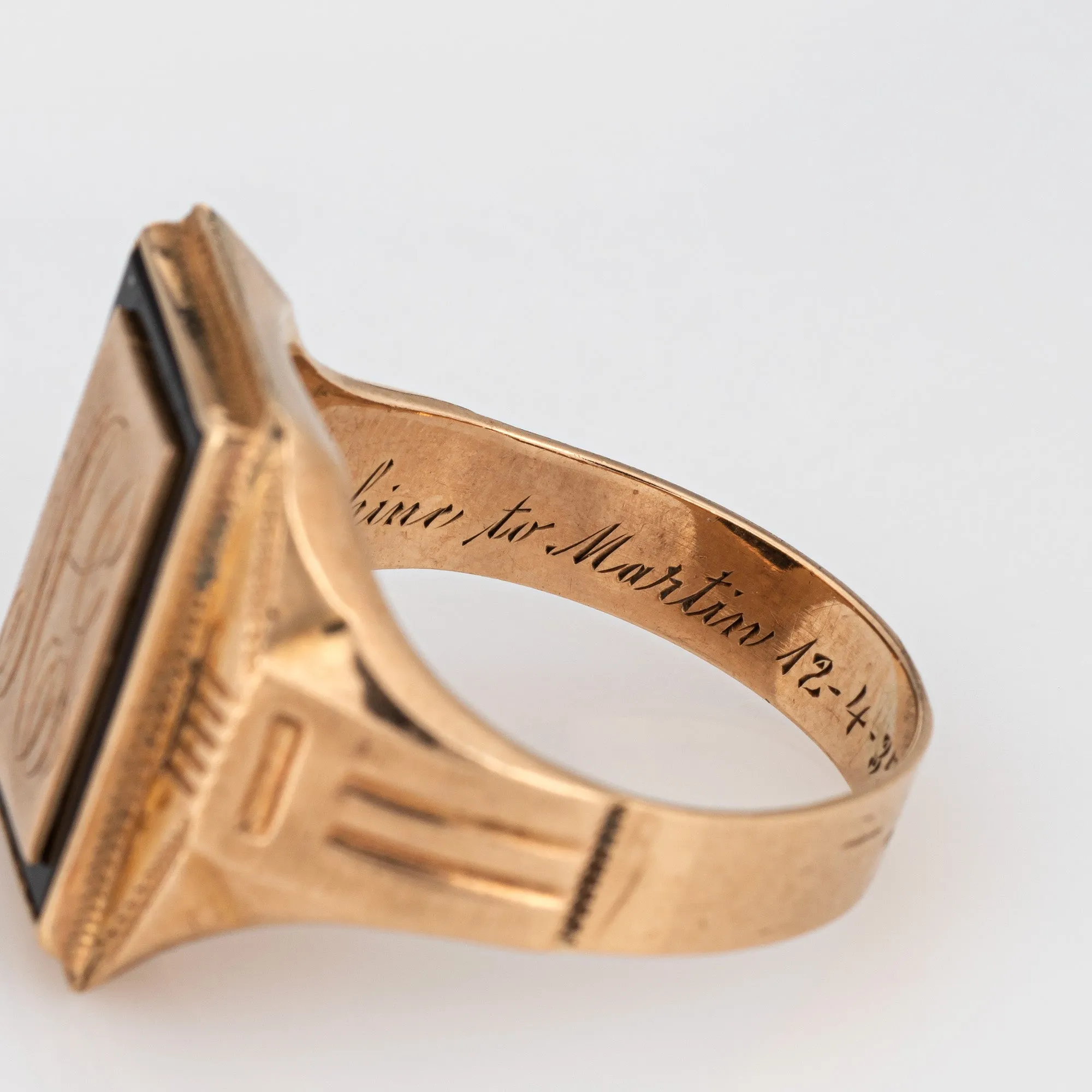 Vintage Art Deco Ring Ostby Barton Square Signet Initials Sz 11 Men's Jewelry