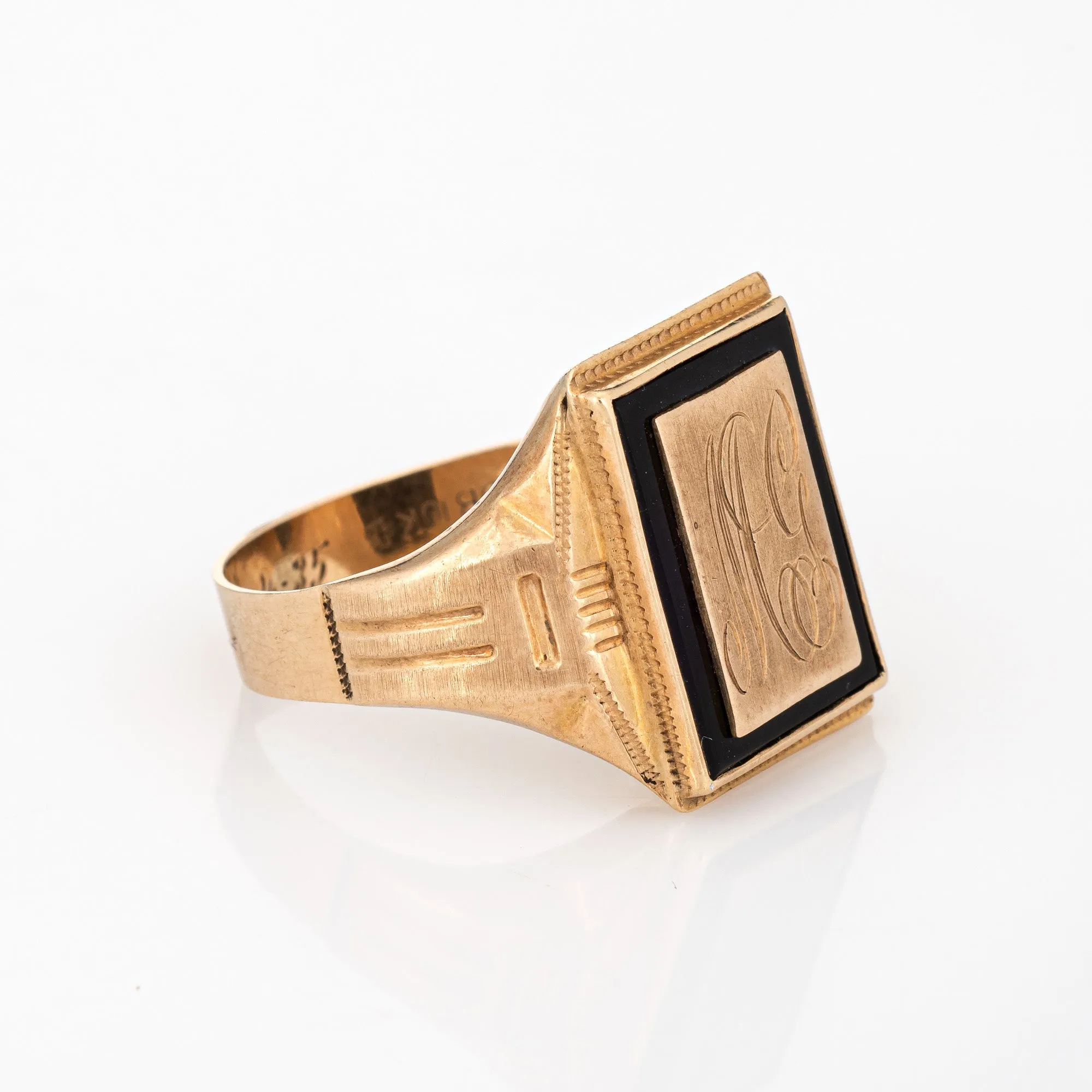 Vintage Art Deco Ring Ostby Barton Square Signet Initials Sz 11 Men's Jewelry
