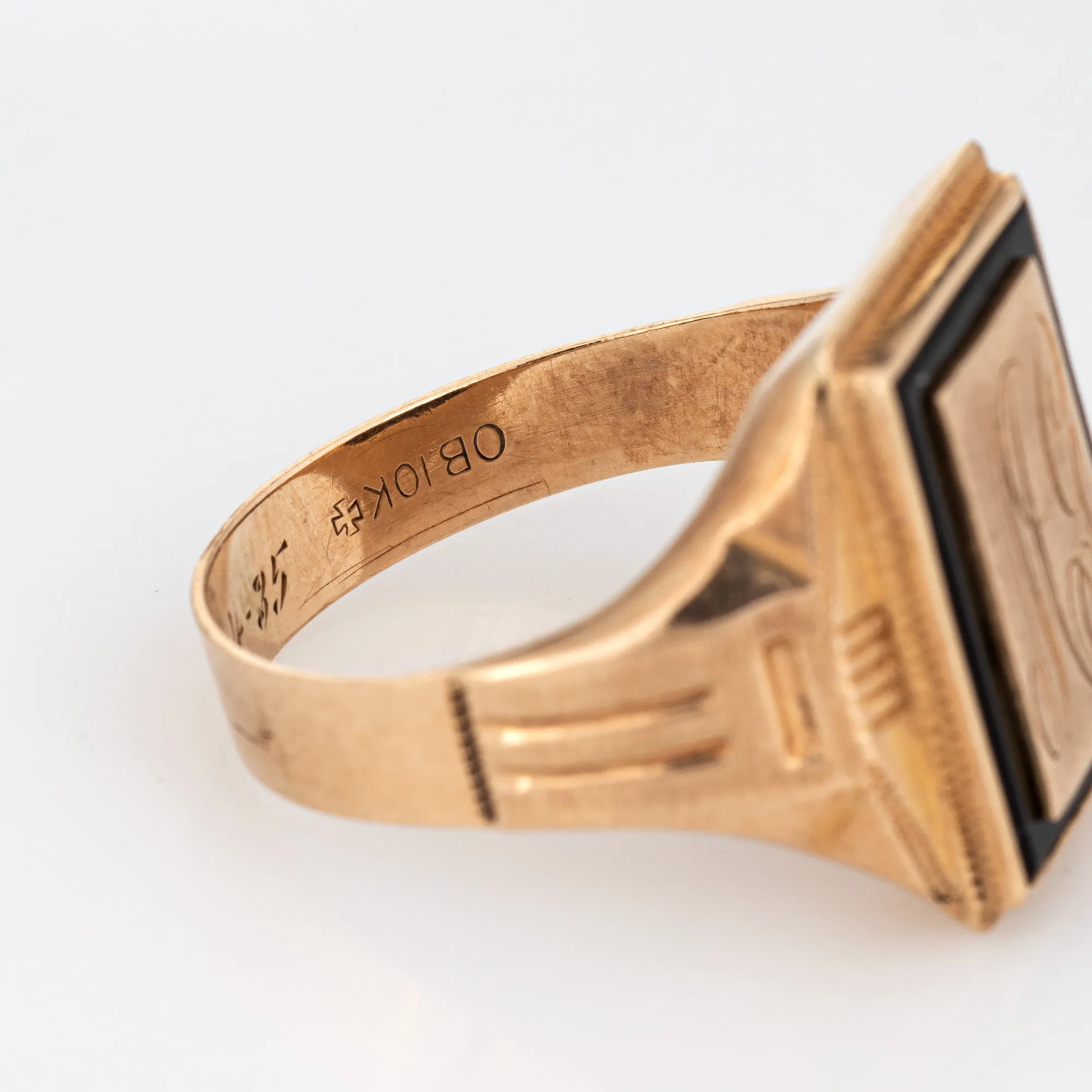 Vintage Art Deco Ring Ostby Barton Square Signet Initials Sz 11 Men's Jewelry