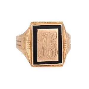 Vintage Art Deco Ring Ostby Barton Square Signet Initials Sz 11 Men's Jewelry