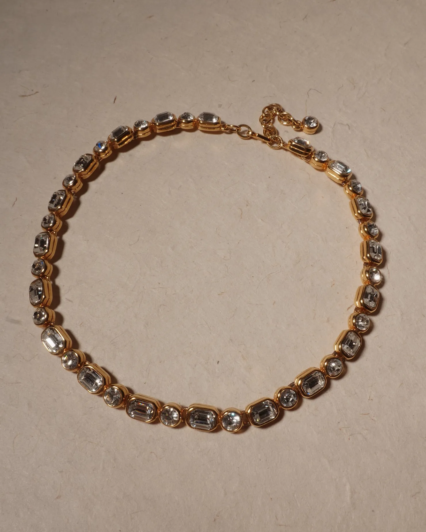 Vintage Bezeled Crystal Tennis Necklace