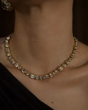 Vintage Bezeled Crystal Tennis Necklace