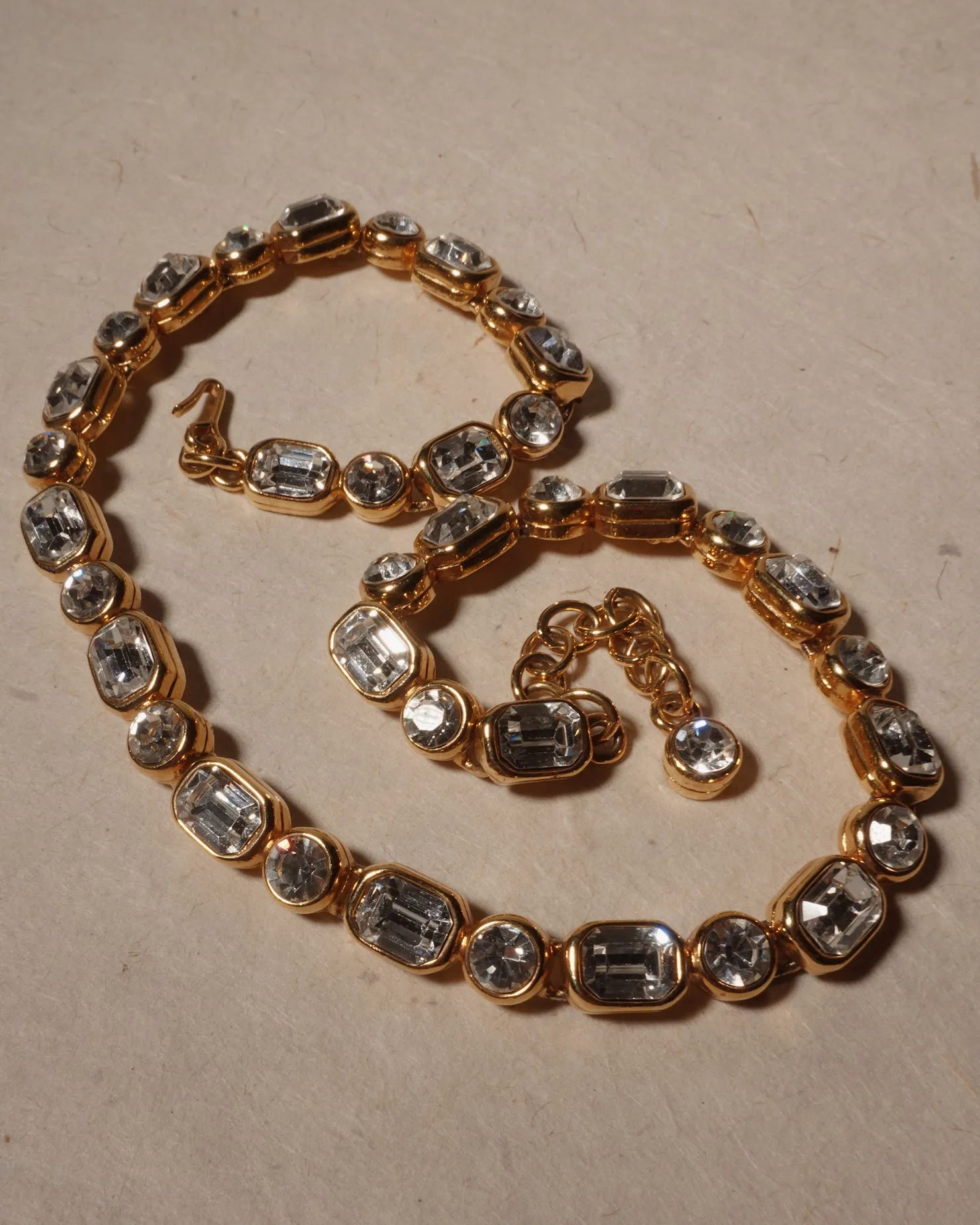 Vintage Bezeled Crystal Tennis Necklace