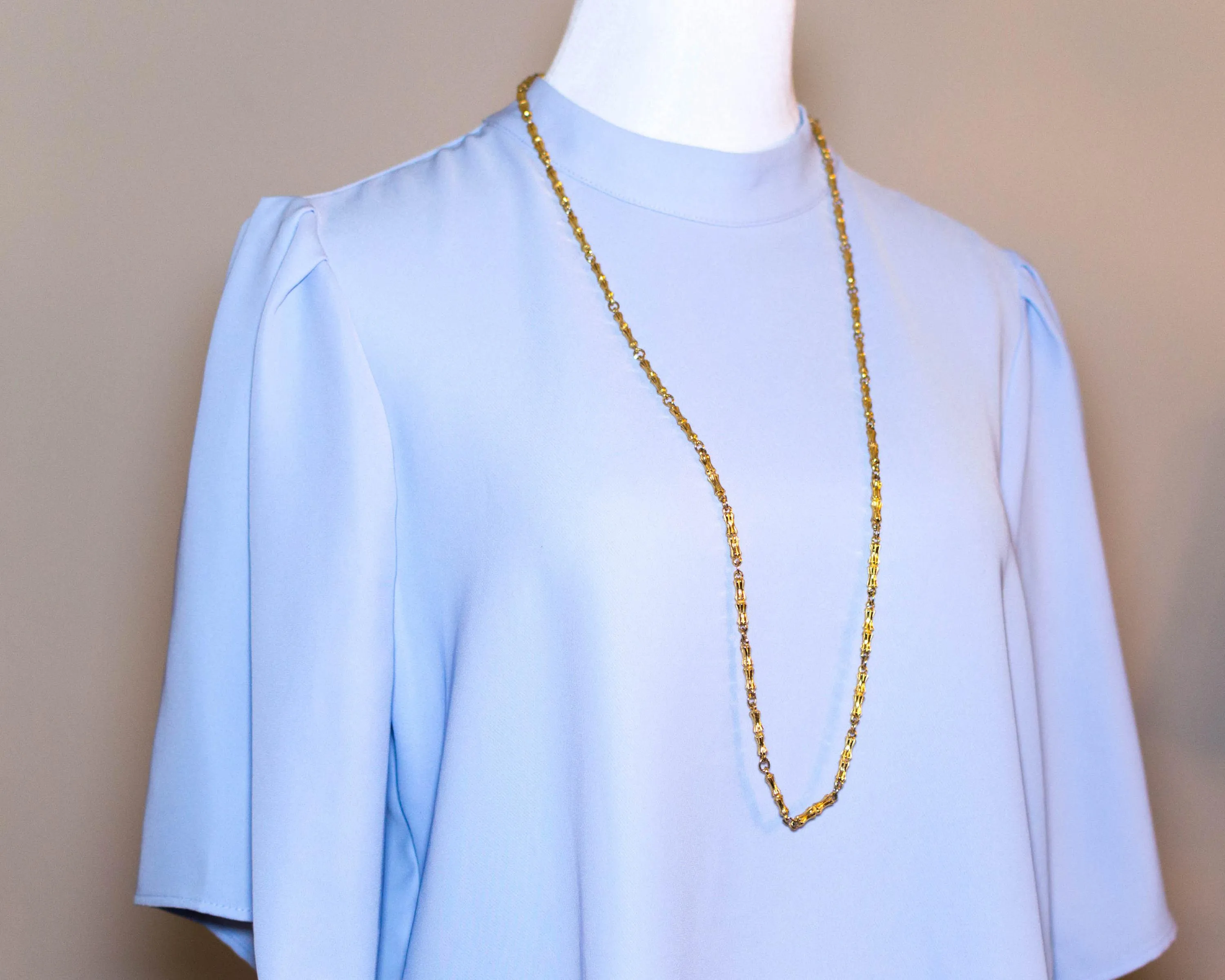 Vintage Diane von Furstenberg Gold Bamboo Link Necklace