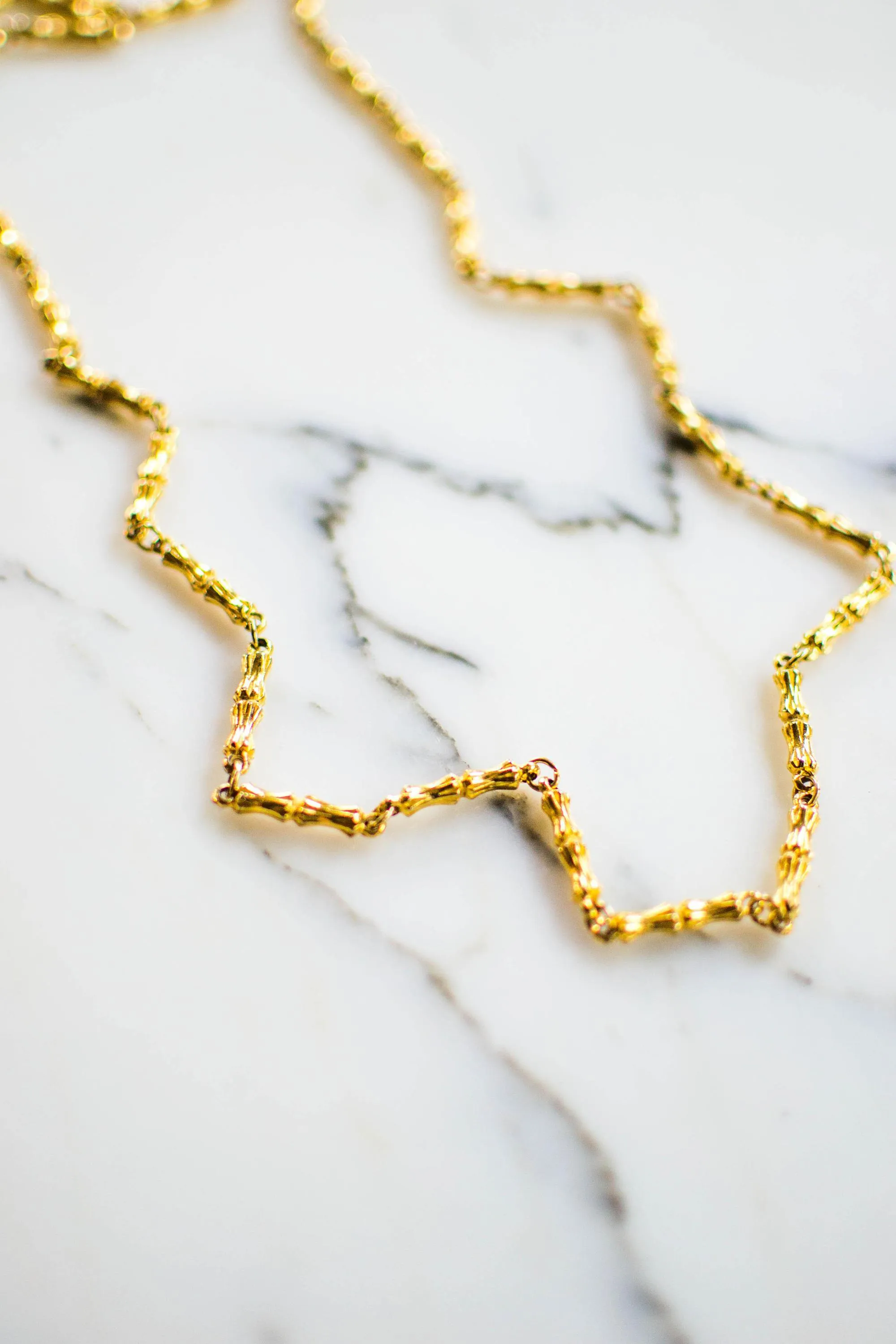 Vintage Diane von Furstenberg Gold Bamboo Link Necklace