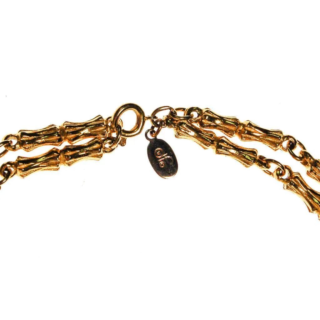 Vintage Diane von Furstenberg Gold Bamboo Link Necklace