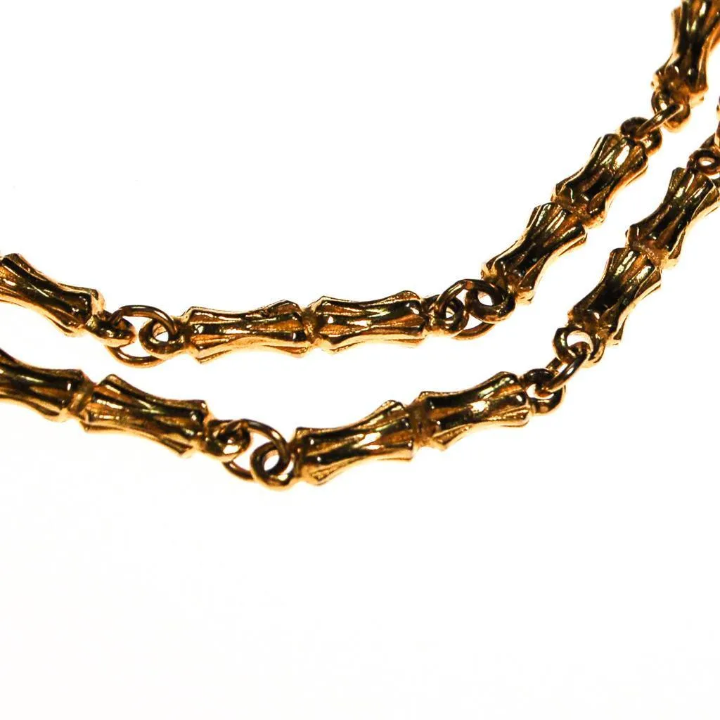 Vintage Diane von Furstenberg Gold Bamboo Link Necklace