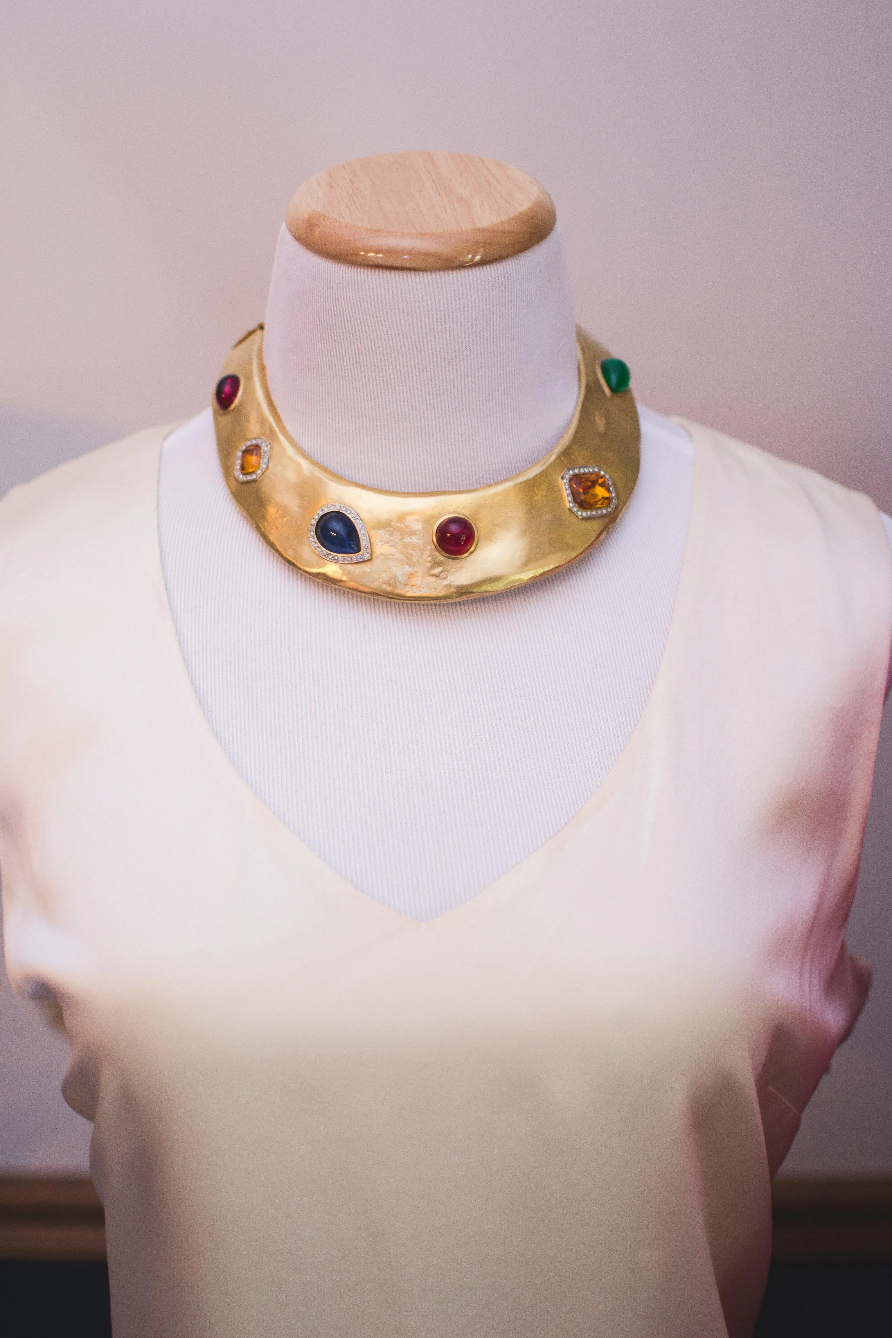 Vintage Gold Jewel Tone Statement Necklace