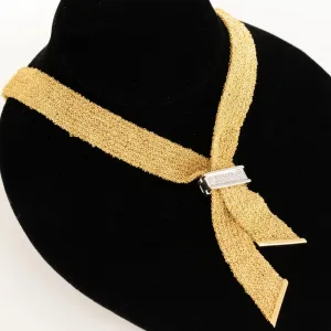 Vintage Gold Mesh Scarf Necklace, Italian