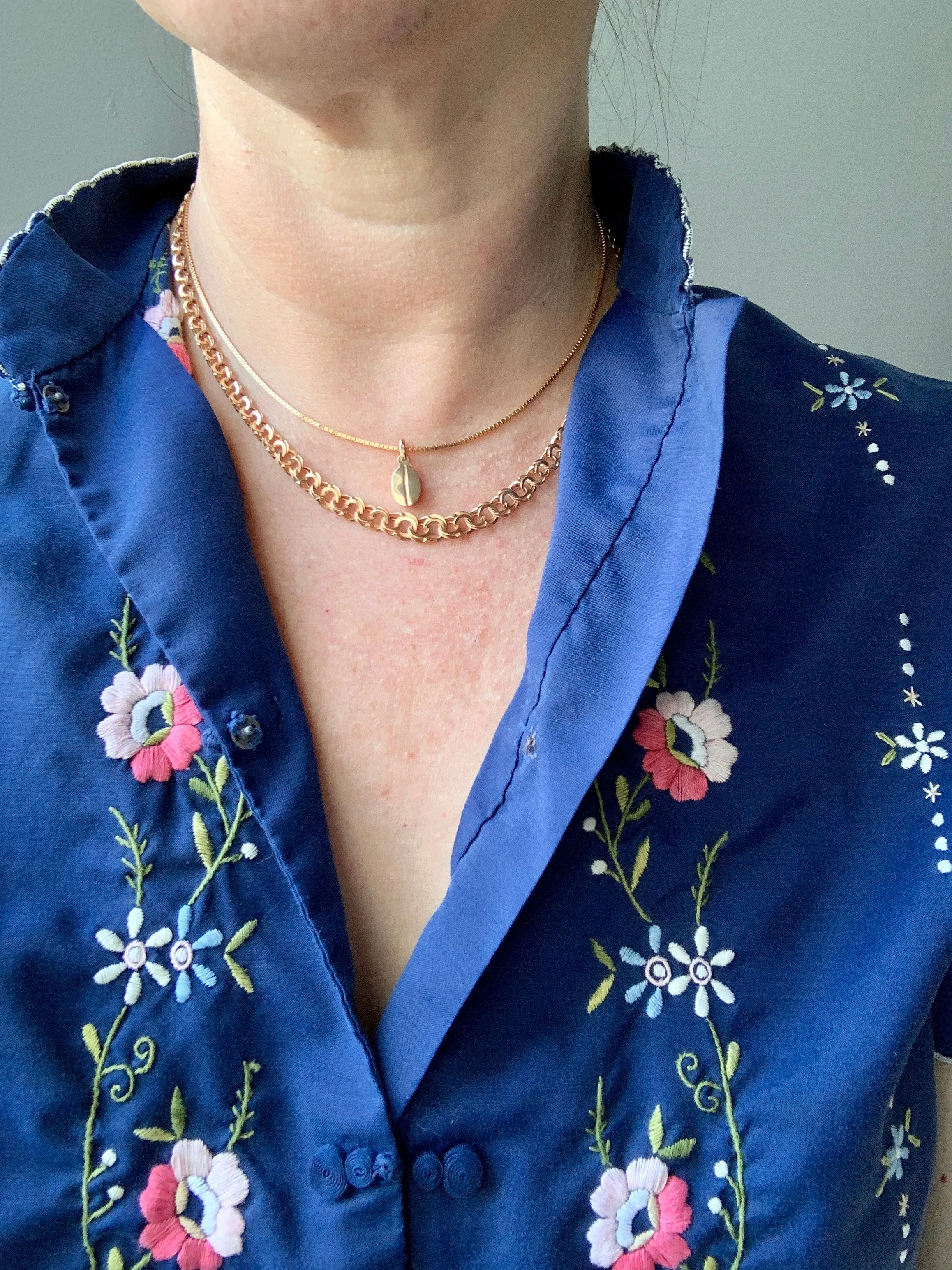 Vintage Italian box link gold chain necklace - 16inches of 18k gold