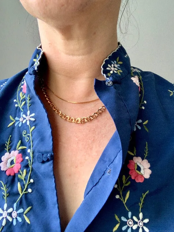 Vintage Italian box link gold chain necklace - 16inches of 18k gold