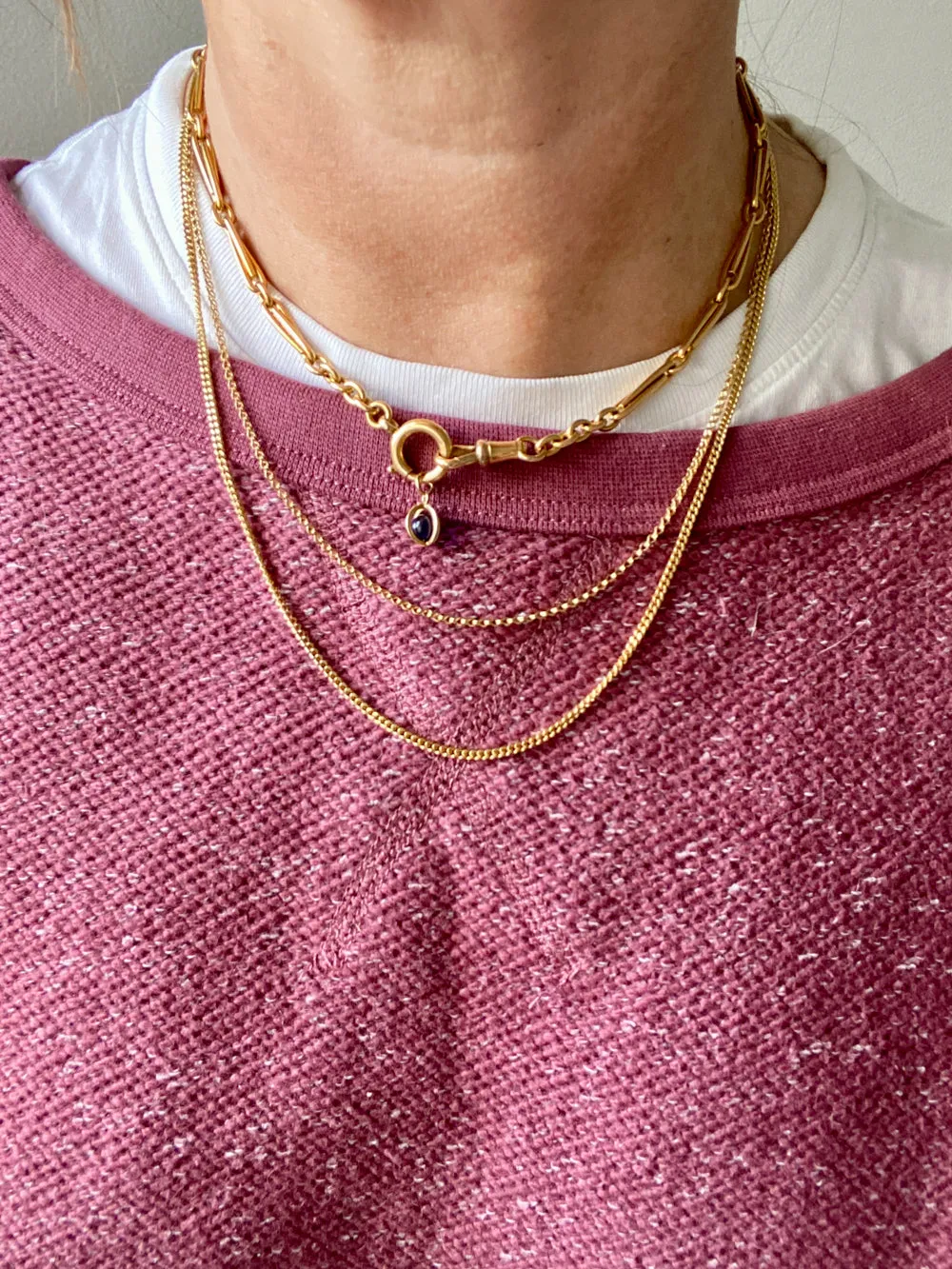 Vintage Italian Classic 18k gold curb link necklace, era 1944-1967 - 20 inch length