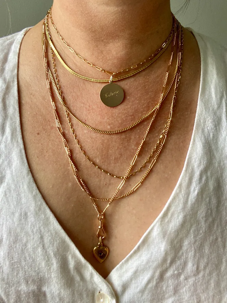 Vintage Italian Classic 18k gold curb link necklace, era 1944-1967 - 20 inch length