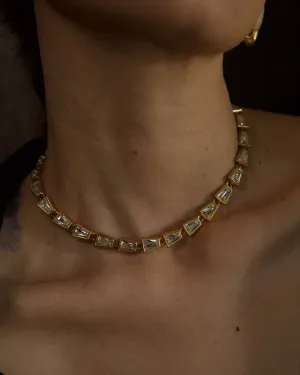 Vintage Matte Gold Tennis Necklace