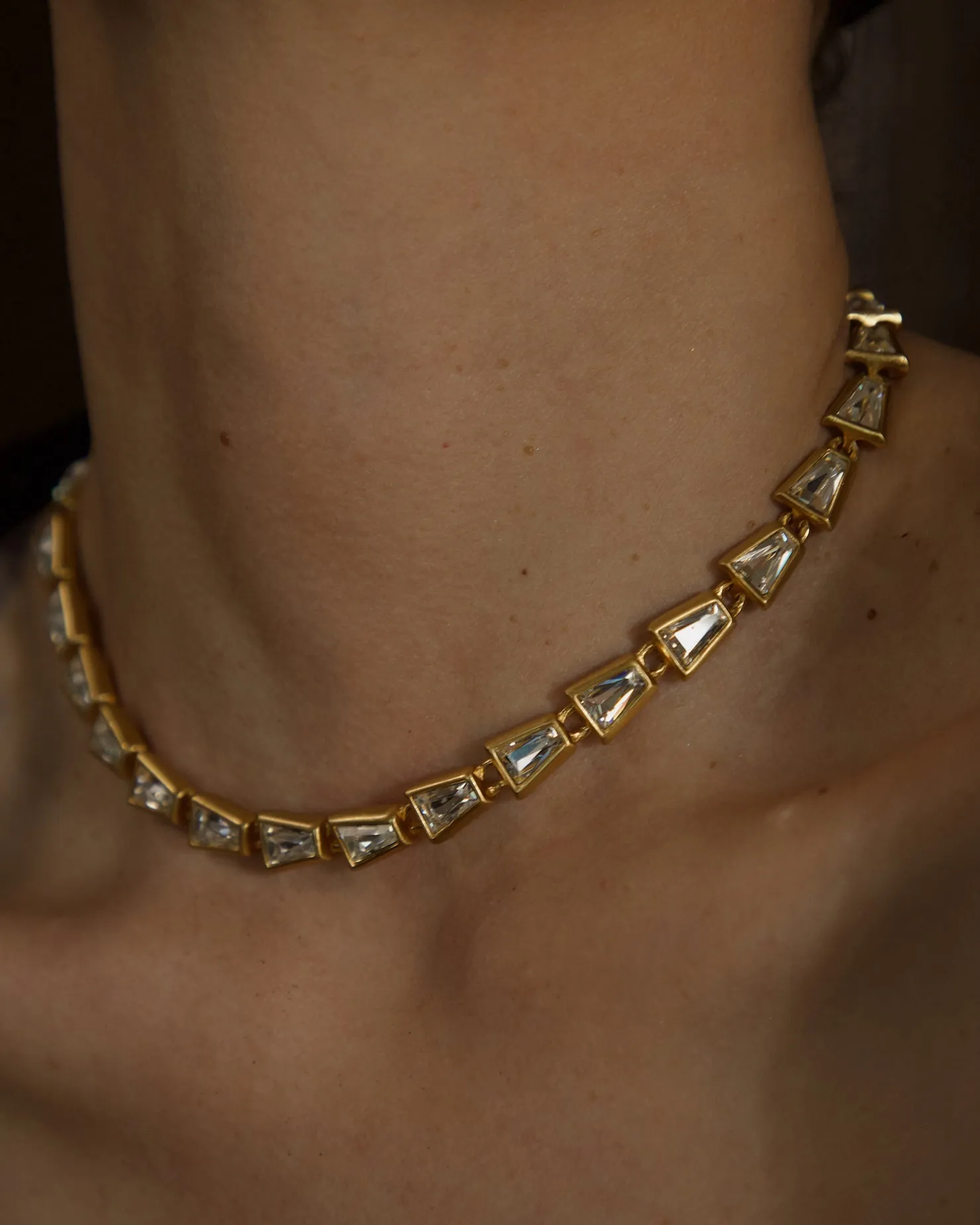 Vintage Matte Gold Tennis Necklace