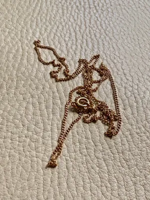 Vintage Swedish 18k gold curb link necklace - 24.5 inch length