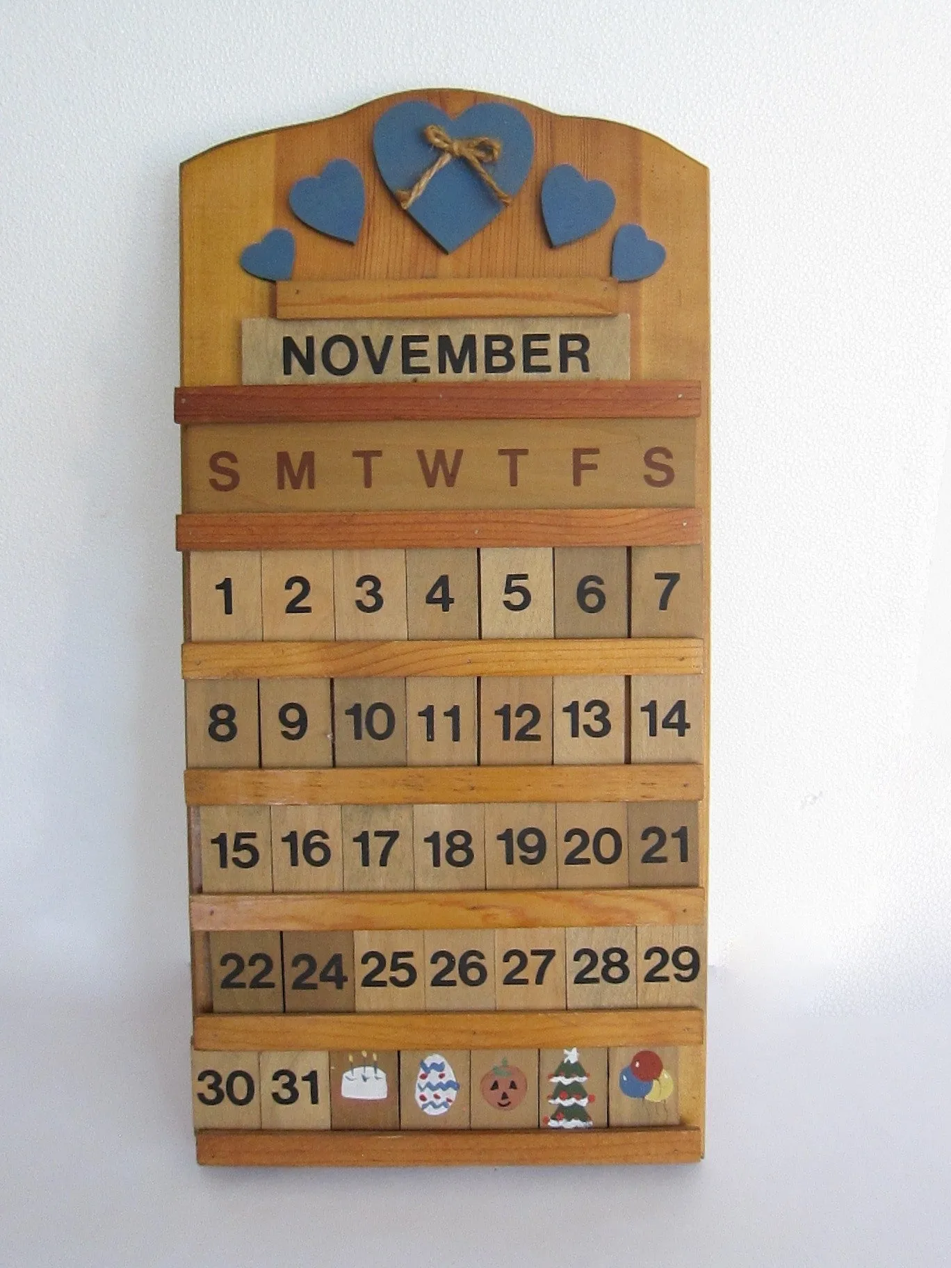 Vintage Wooden Perpetual Wall Calendar