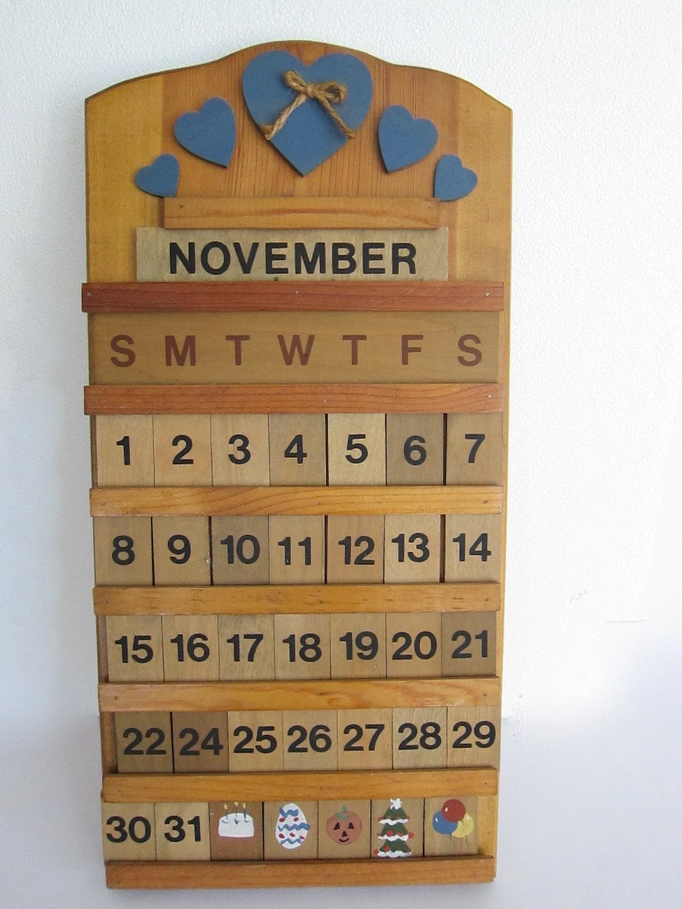 Vintage Wooden Perpetual Wall Calendar