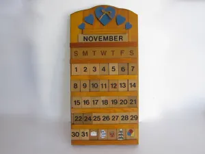 Vintage Wooden Perpetual Wall Calendar