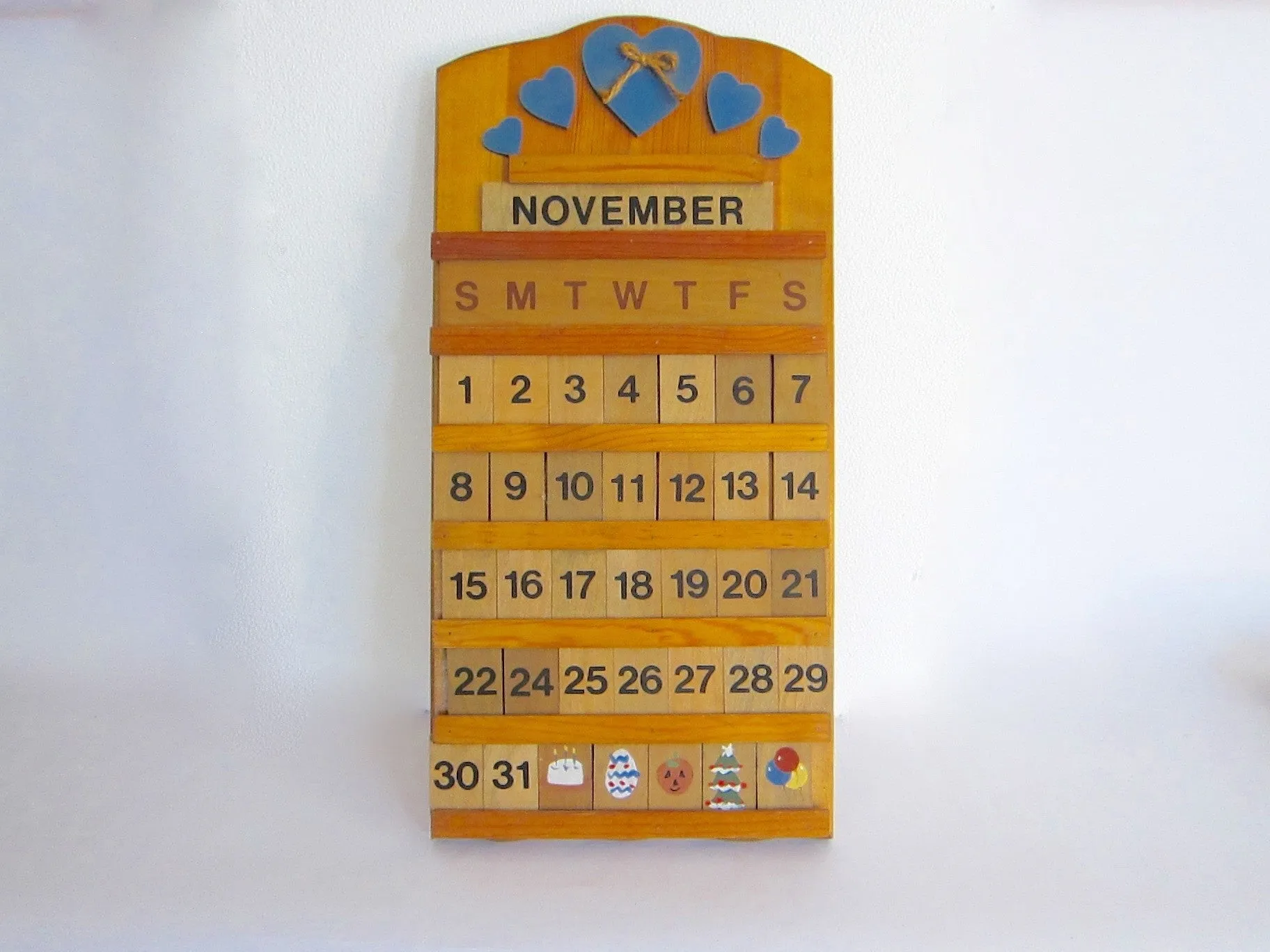 Vintage Wooden Perpetual Wall Calendar