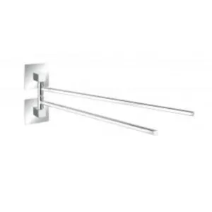 WENKO Turbo-Loc S/Steel Towel Holder W/ 2 Mobile Arms Quadro Range - No Drilling