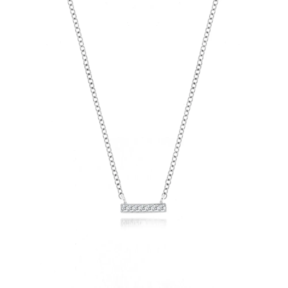 White Mini Diamond Bar Necklace