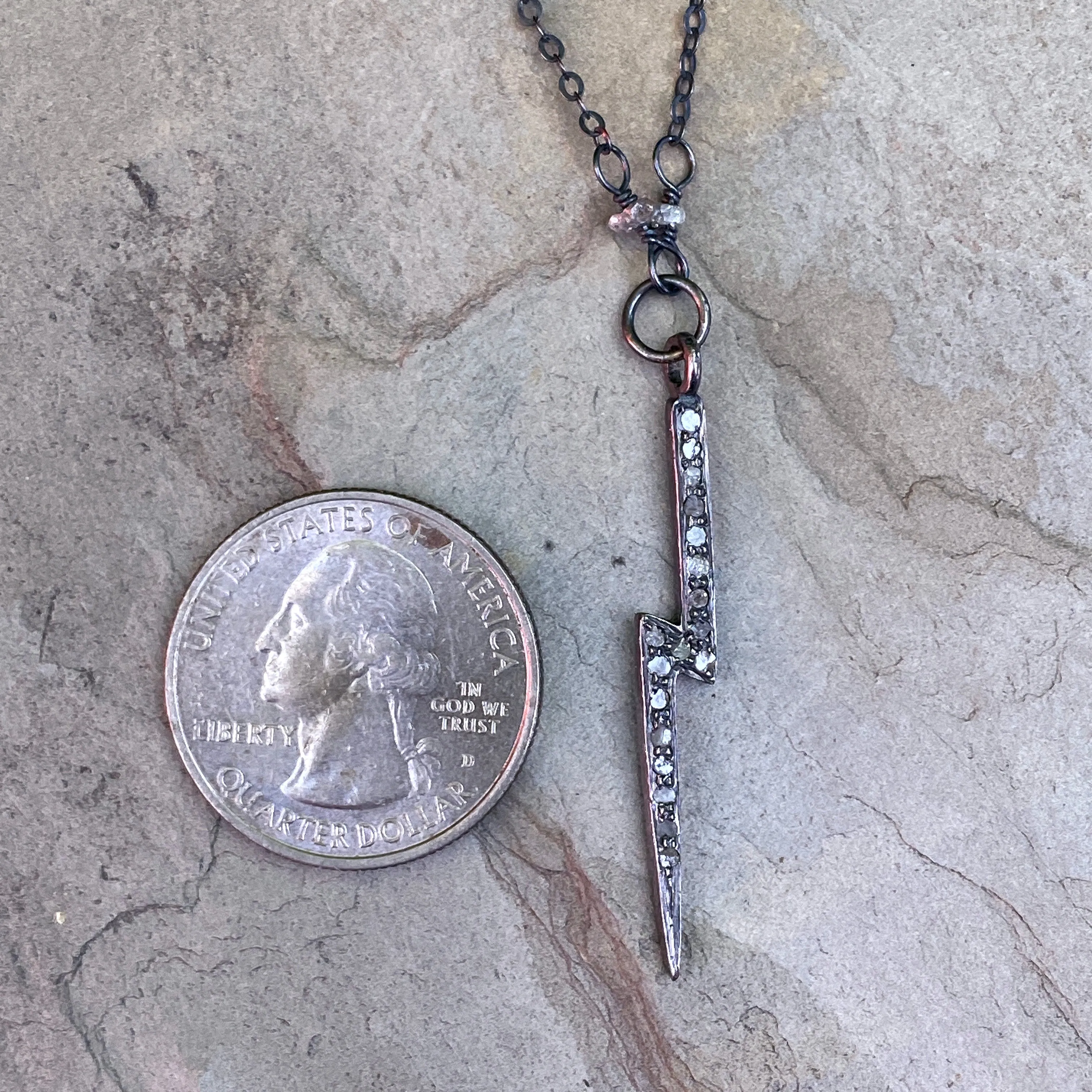 White Topaz gemstone Bolt Necklace