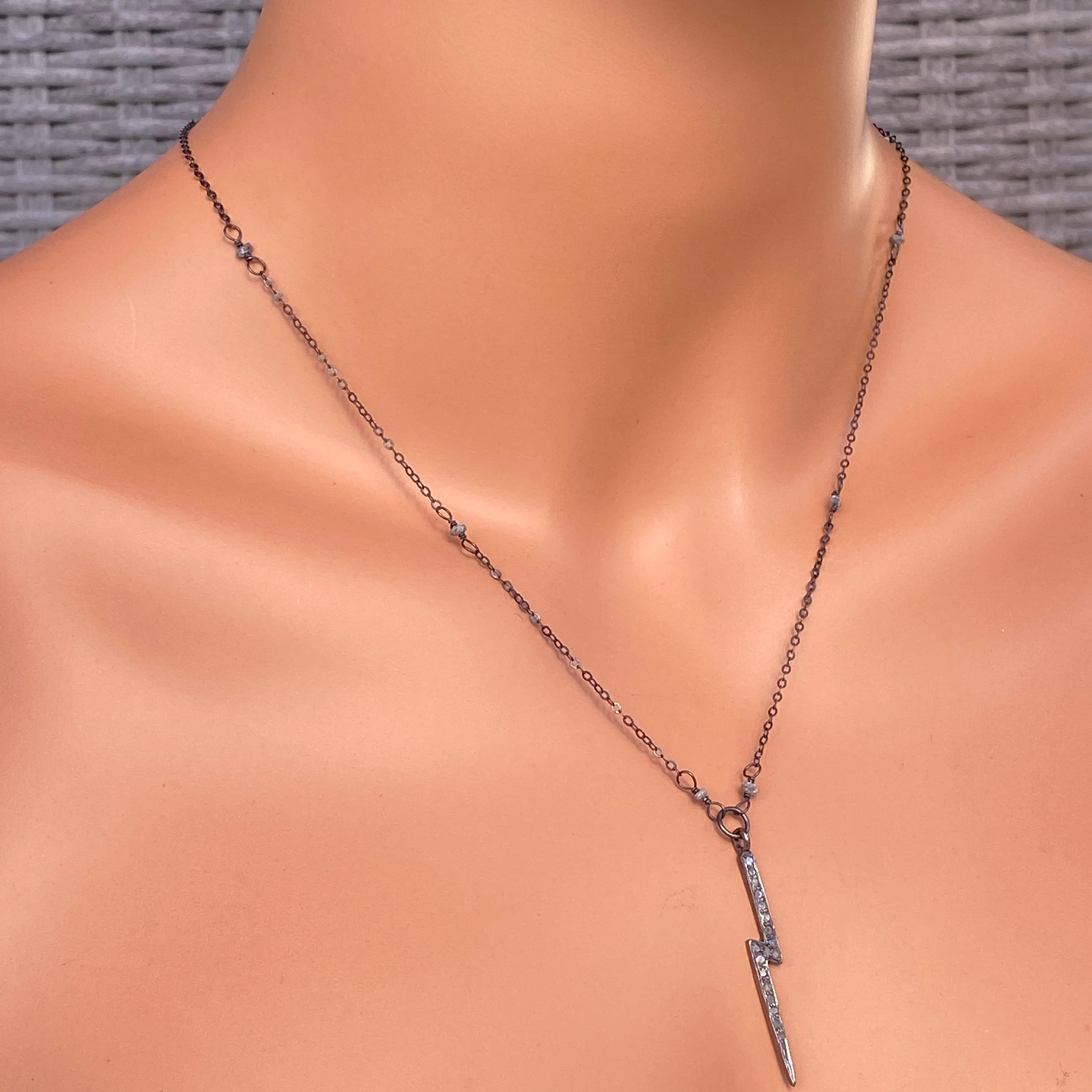 White Topaz gemstone Bolt Necklace
