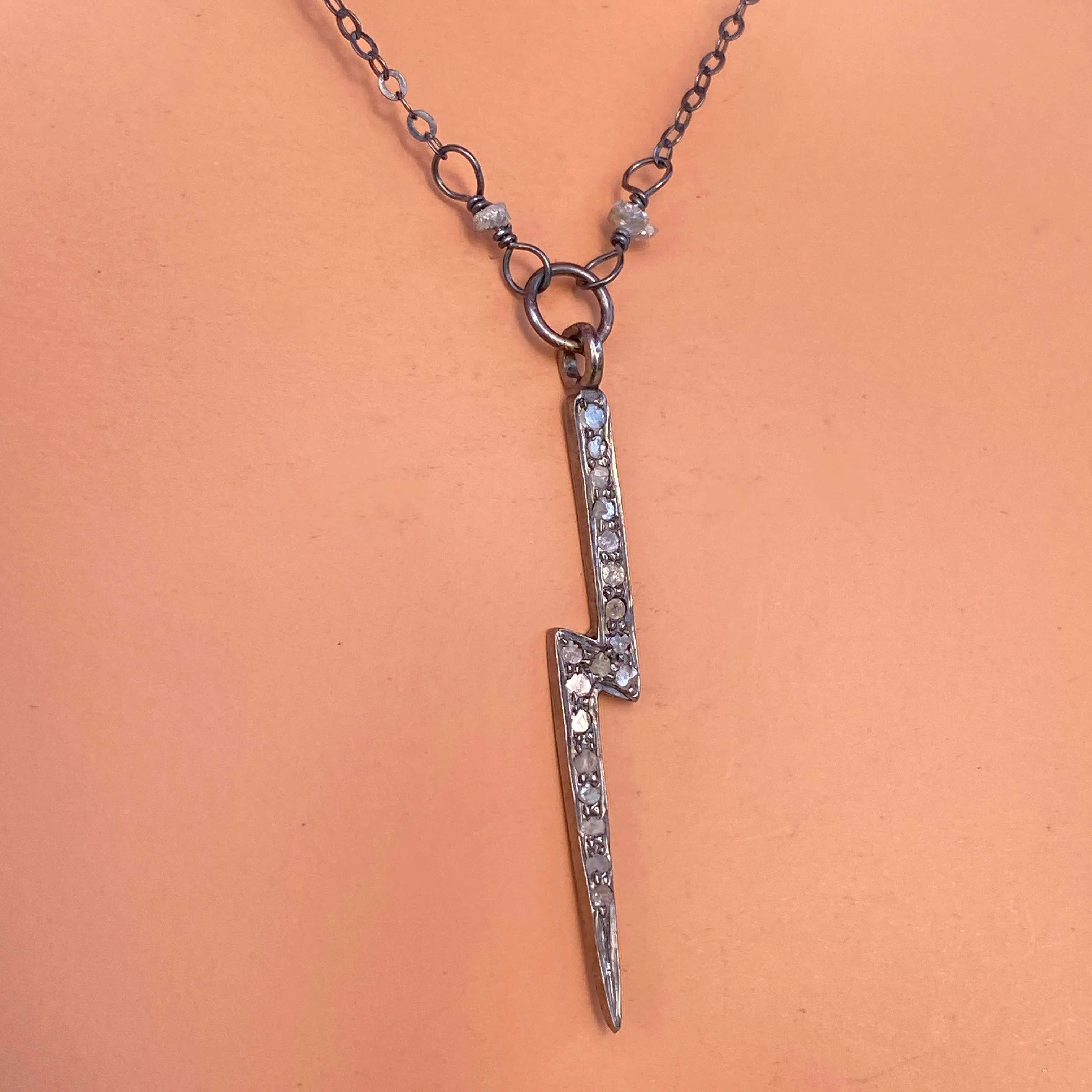 White Topaz gemstone Bolt Necklace