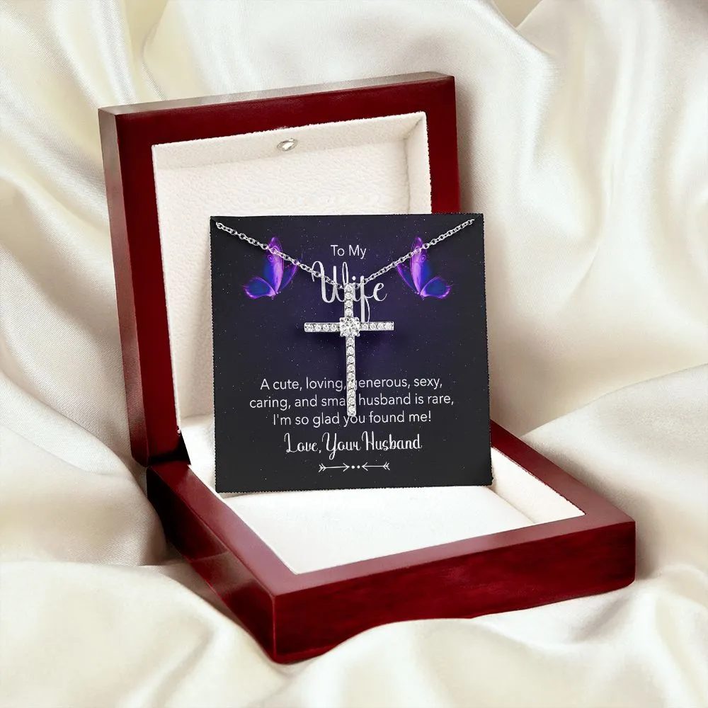 Wife Crystal Cross Necklace-Cute & loving