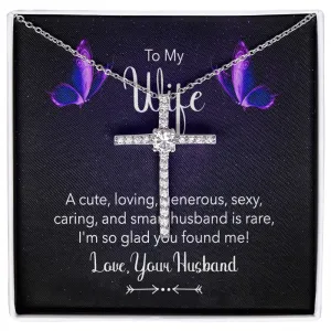 Wife Crystal Cross Necklace-Cute & loving