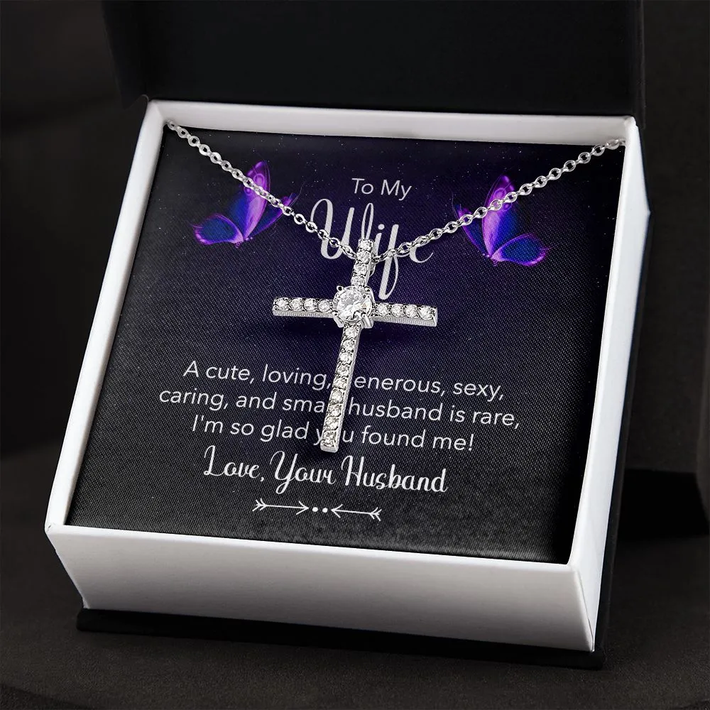 Wife Crystal Cross Necklace-Cute & loving