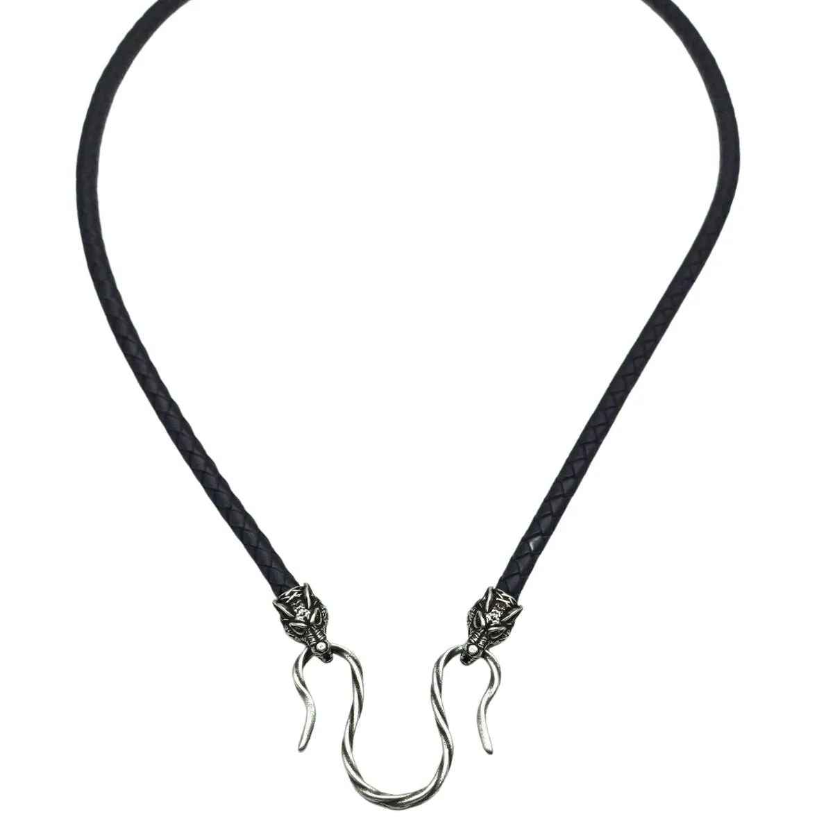 Wolfs Geri and Freki leather necklace with Silver plated clasps