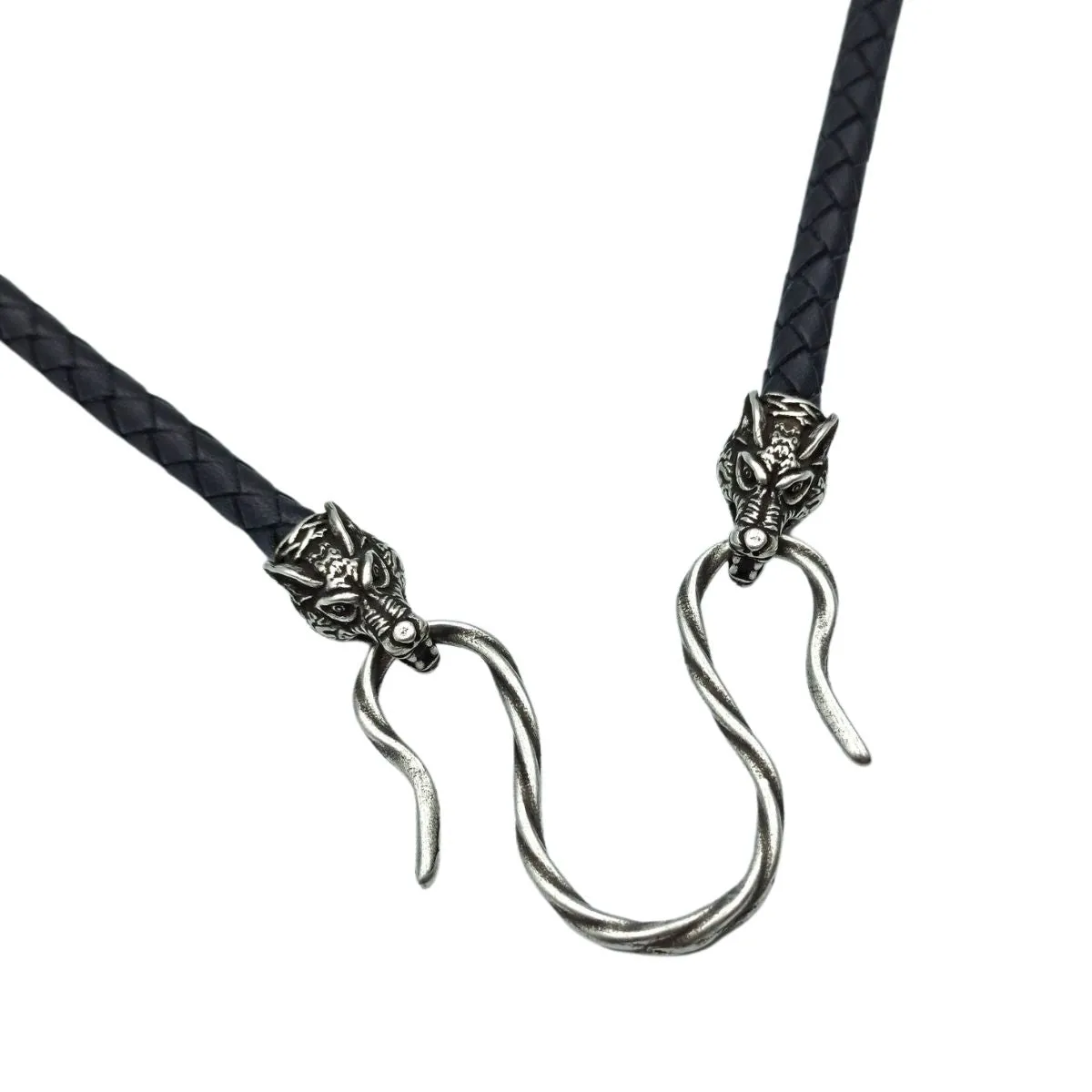 Wolfs Geri and Freki leather necklace with Silver plated clasps