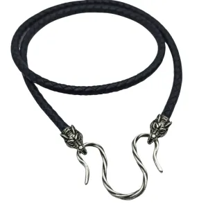 Wolfs Geri and Freki leather necklace with Silver plated clasps